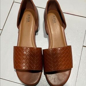 a.n.a Tan Woven Slide Sandals